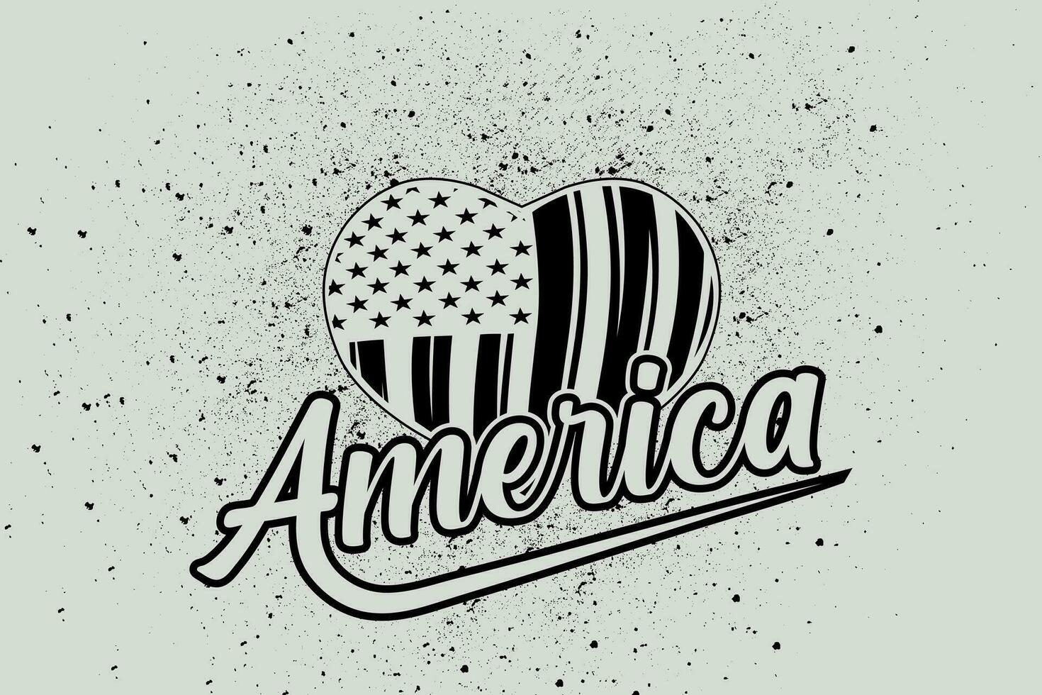 love America, USA flag in a heart shape, saying America vector