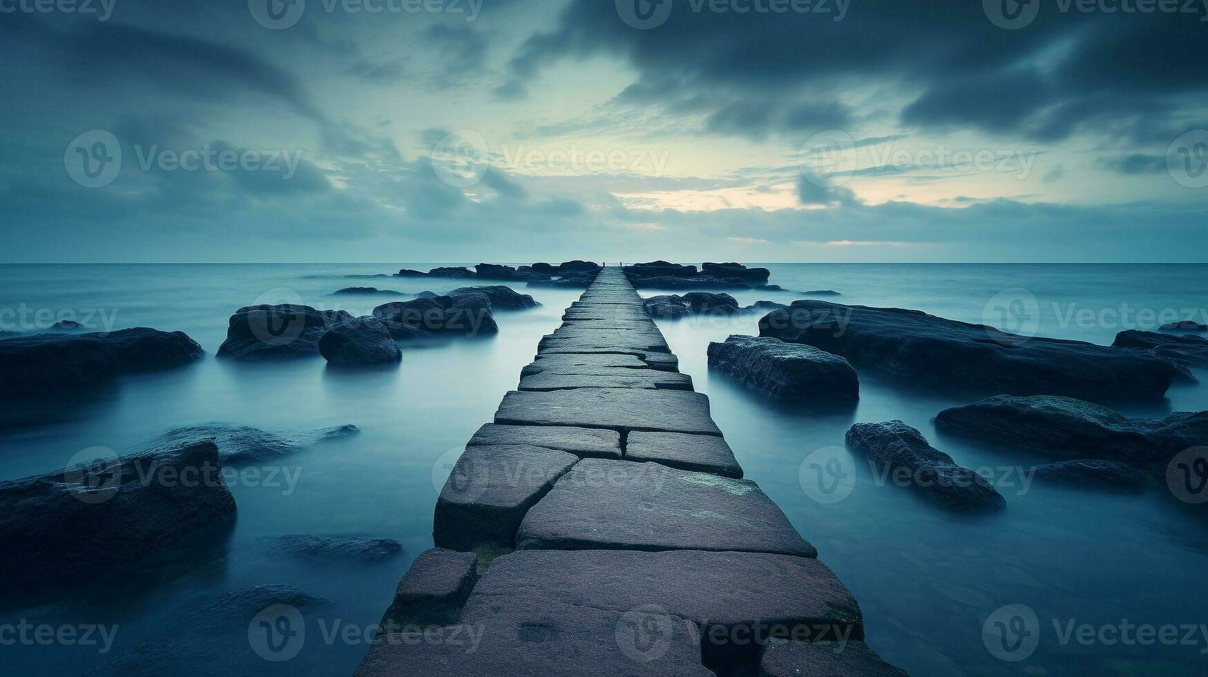 Generative AI, Horizon's Embrace, Coastal Serenity photo