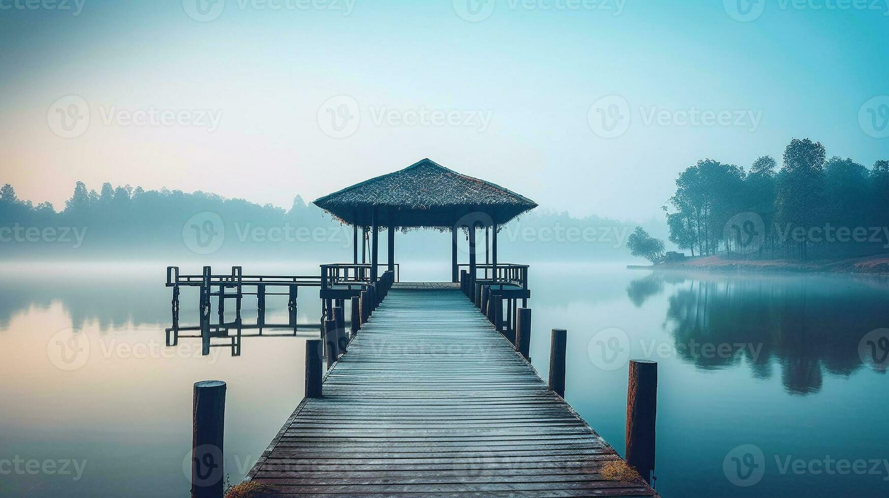 Generative AI, Tranquil Reflections Serene Lakes in Varied Settings photo
