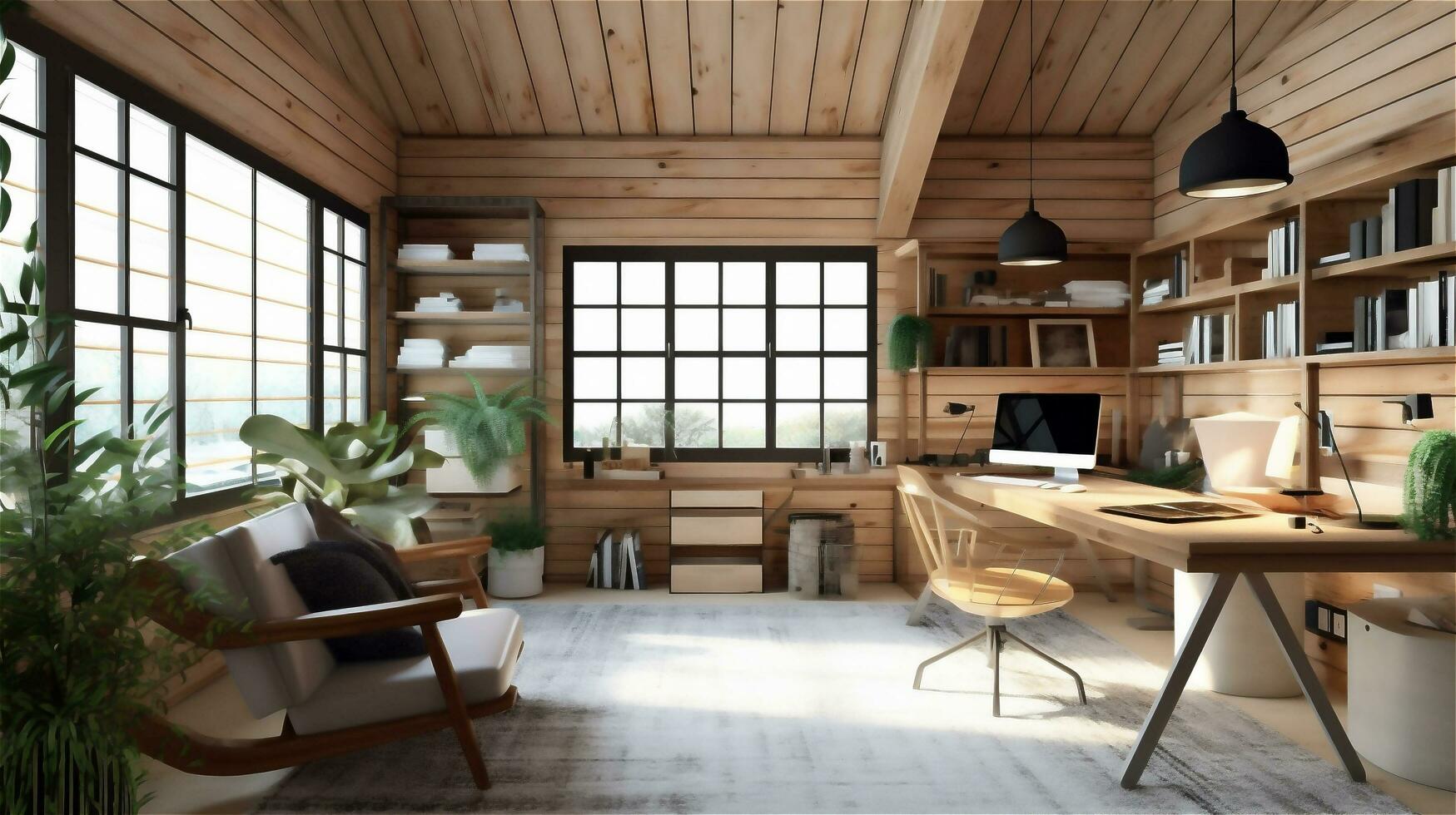 Generative AI, Modern Farmhouse Home Office photo