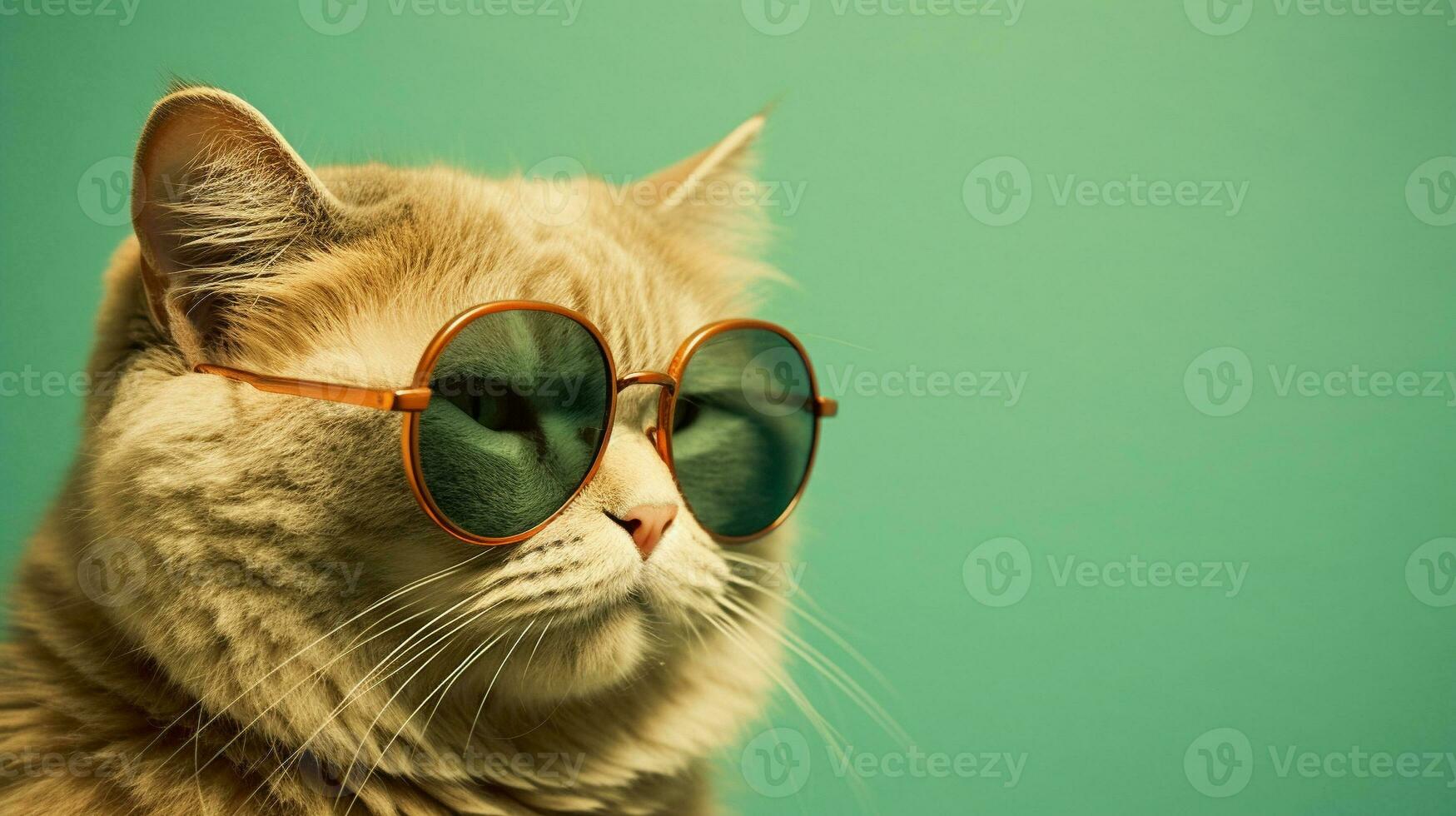 Generative AI, Hilarious Cat Sporting Sunglasses on Pastel Background photo