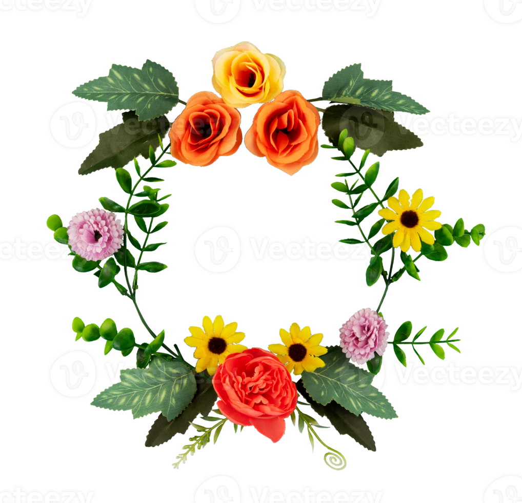 Round bouquet flowers copy space png