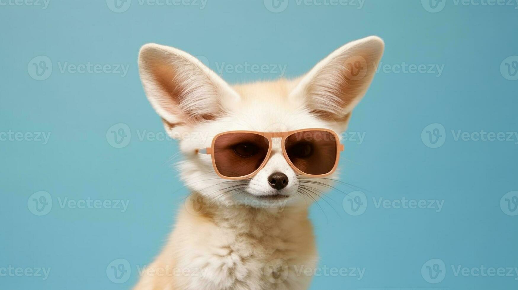 Generative AI, Cool Fennec Stylish Sunglasses on Pastel Playground photo