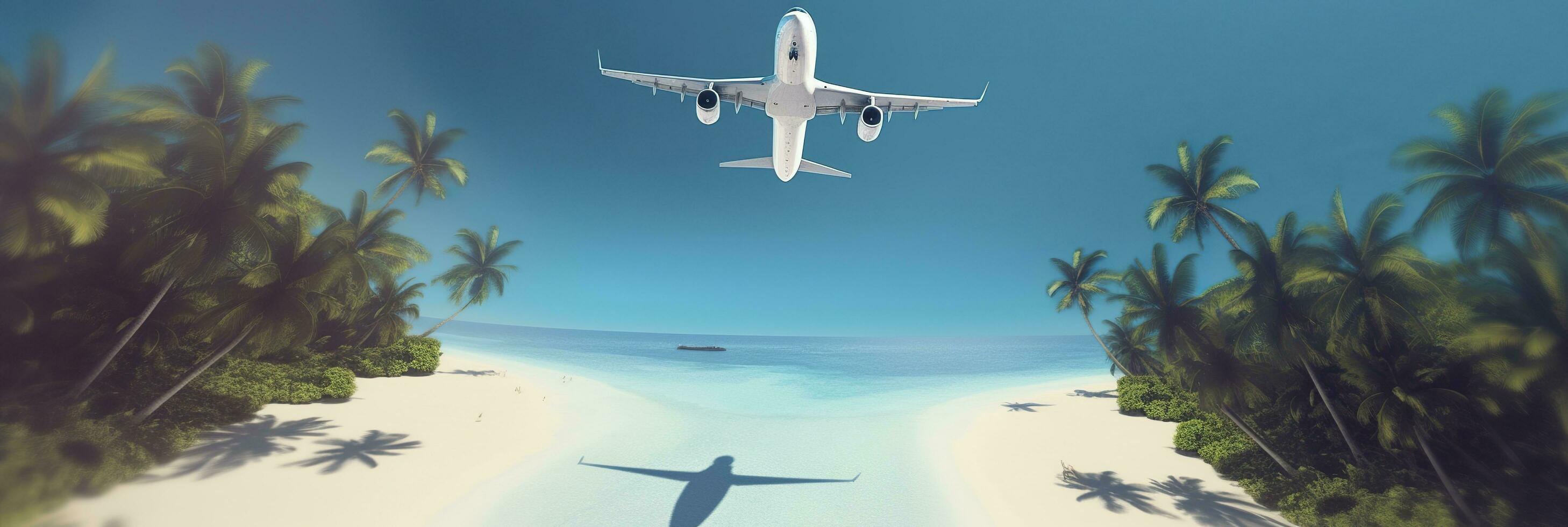 Concept of airplane travel. Generative AI photo