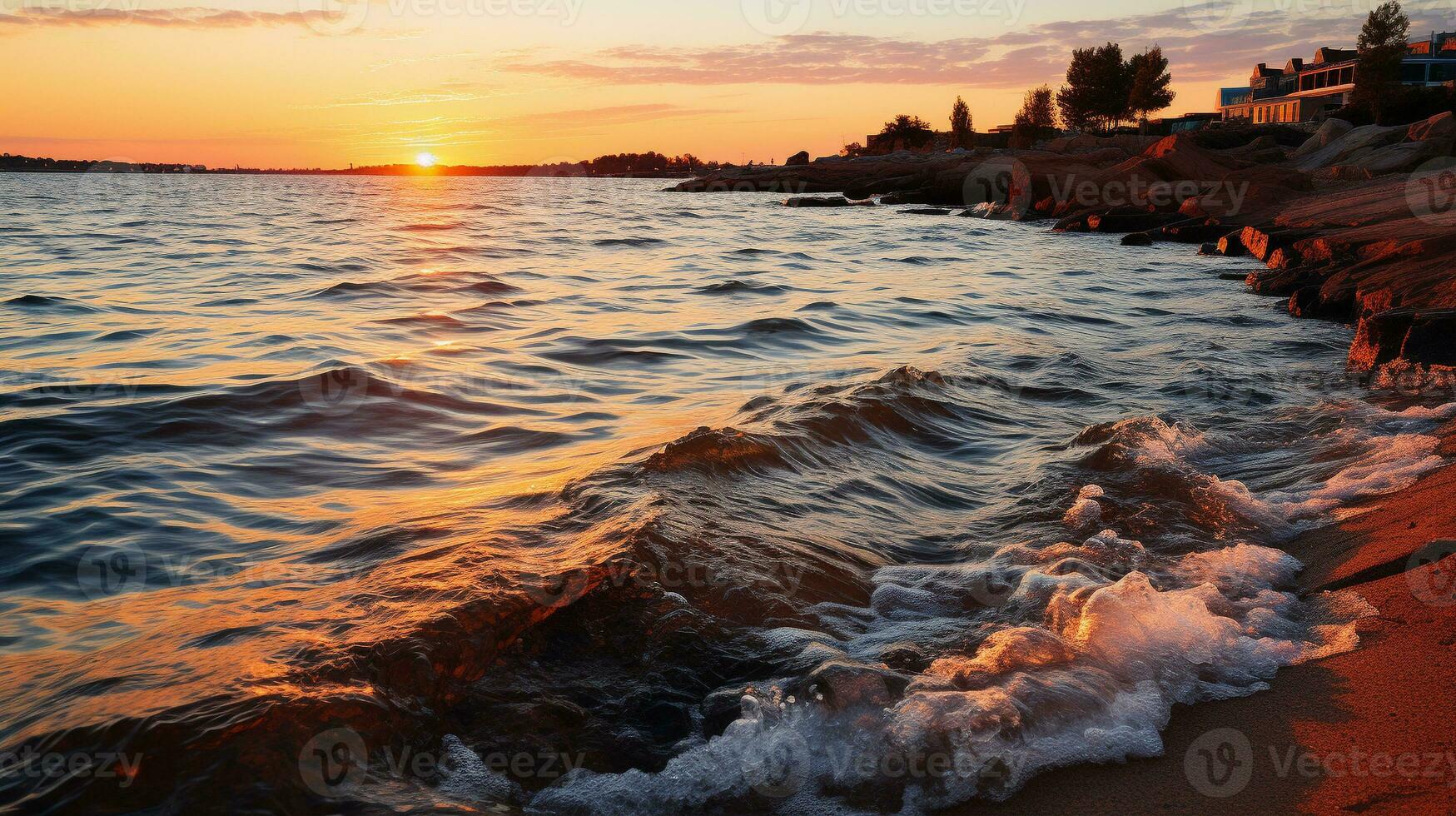 Generative AI, Tranquil Shores Embracing Seaside Serenity photo