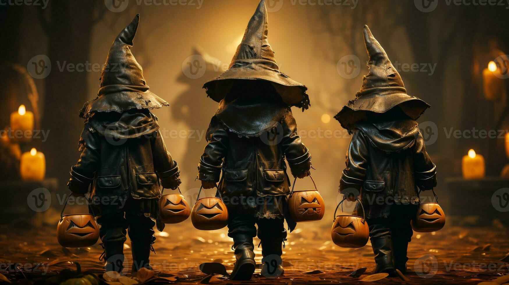 Mysterious Halloween Stroll, Generative AI photo