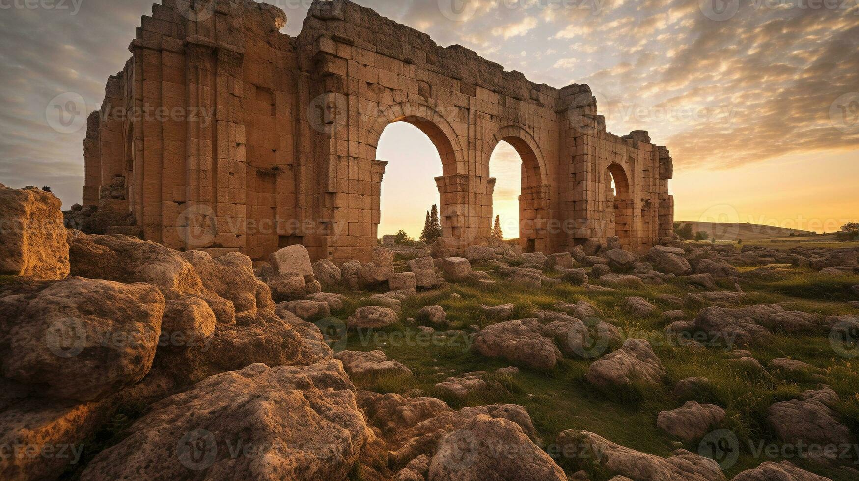 Generative AI, Ancient Ruins Combine landscapes with historical element photo