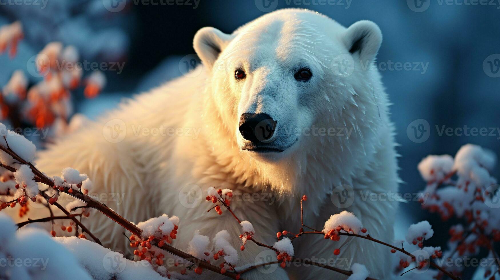 Arctic Majesty Polar Bear in Snow Forest photo