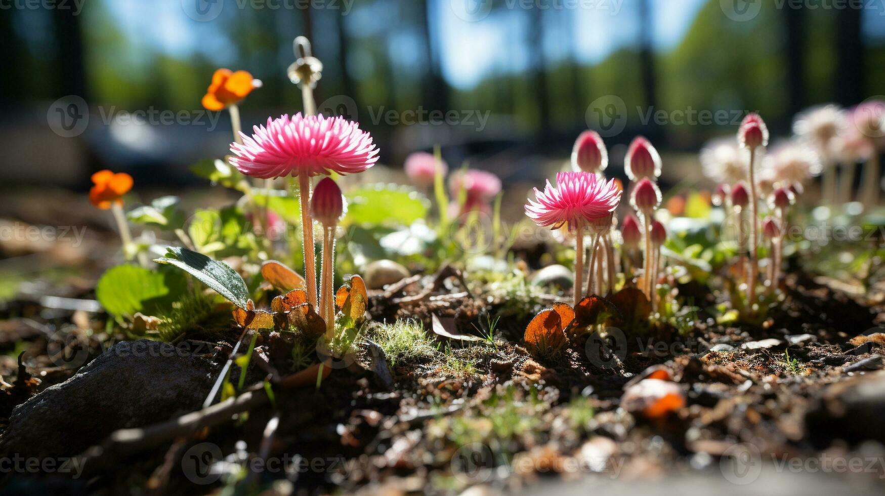 Generative AI, Nature's Tapestry A Delicate Wildflower Meadow Unveiled photo