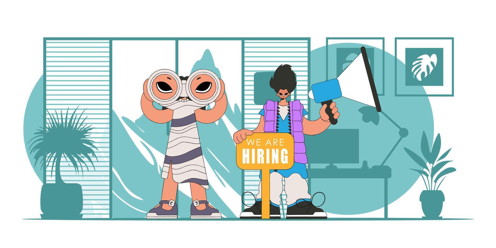 The girl and the guy are specialists Human figure. vector