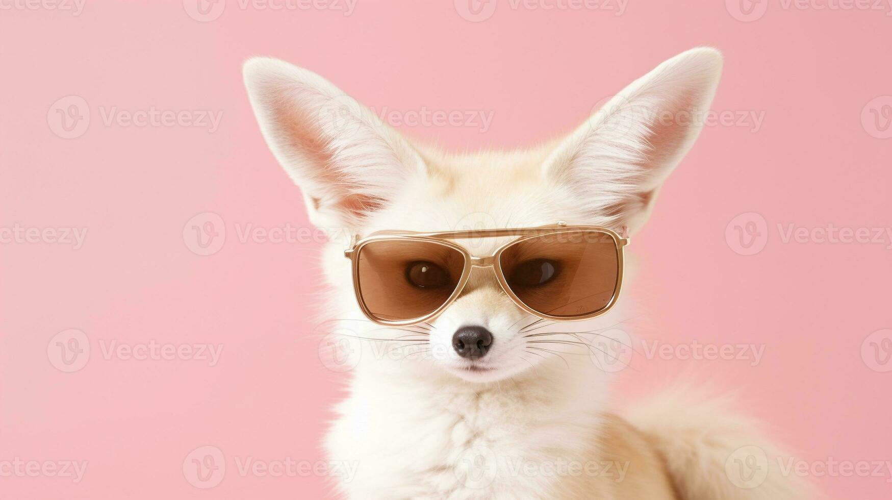 Generative AI, Cool Fennec Stylish Sunglasses on Pastel Playground photo