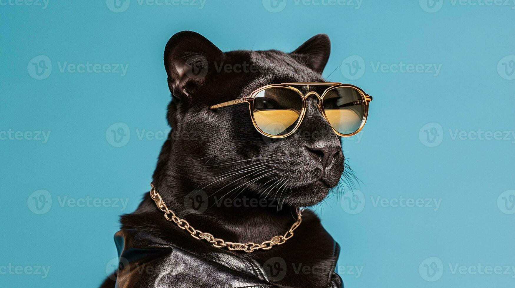 Generative AI, Sunglasses Vibes Black Panther on a Pastel Adventure photo