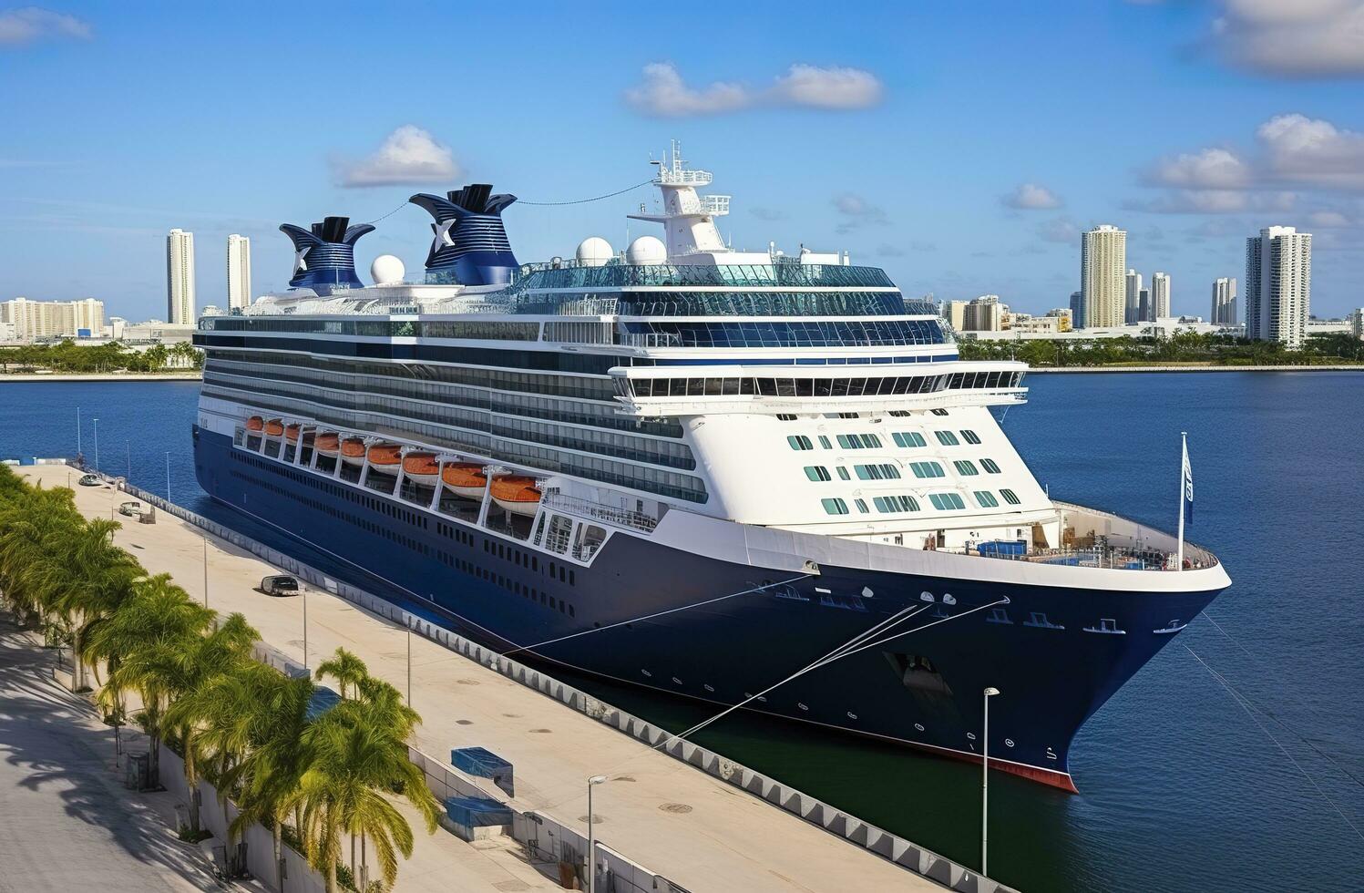 Cruise ship Celebrity Infinity docked in Port Everglades, Ft Lauderdale, Florida. Generative AI photo