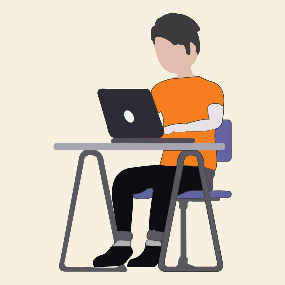 Computer Desk with man illustration vector