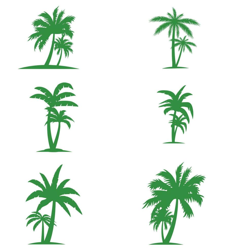 Palm trees isolated on a white background Beautiful Vector palm tree set vector illustration