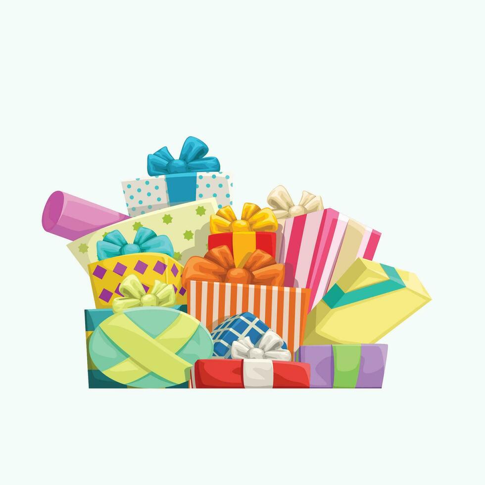 gifts group on white vector