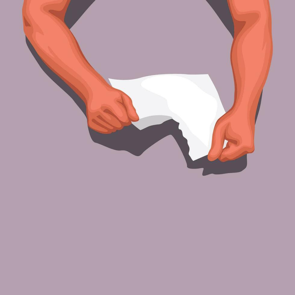 hands ripping paper vector