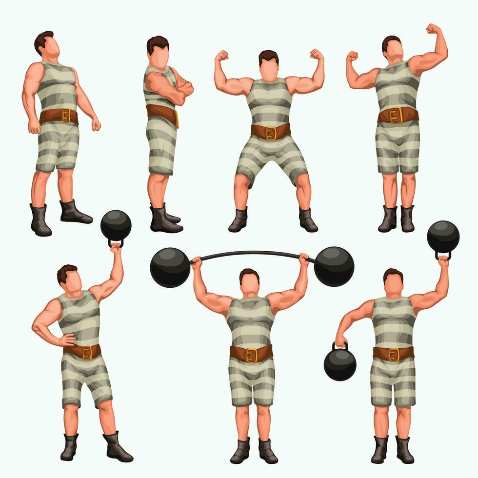 strong man set 2 vector