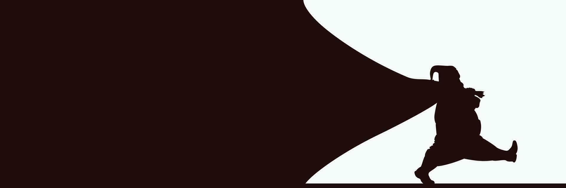 santa holding big bag silhouette vector