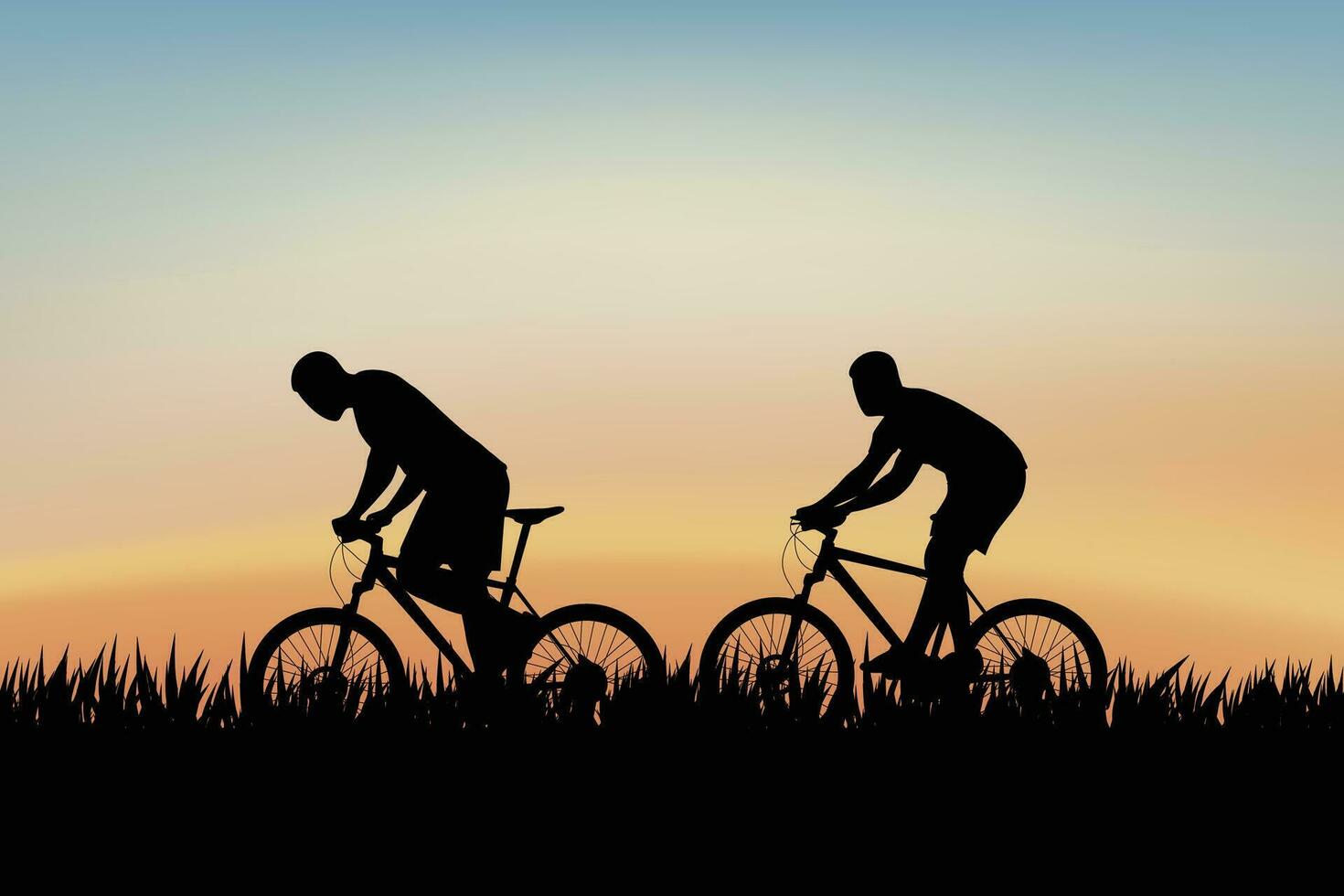 cyclists on grass vector