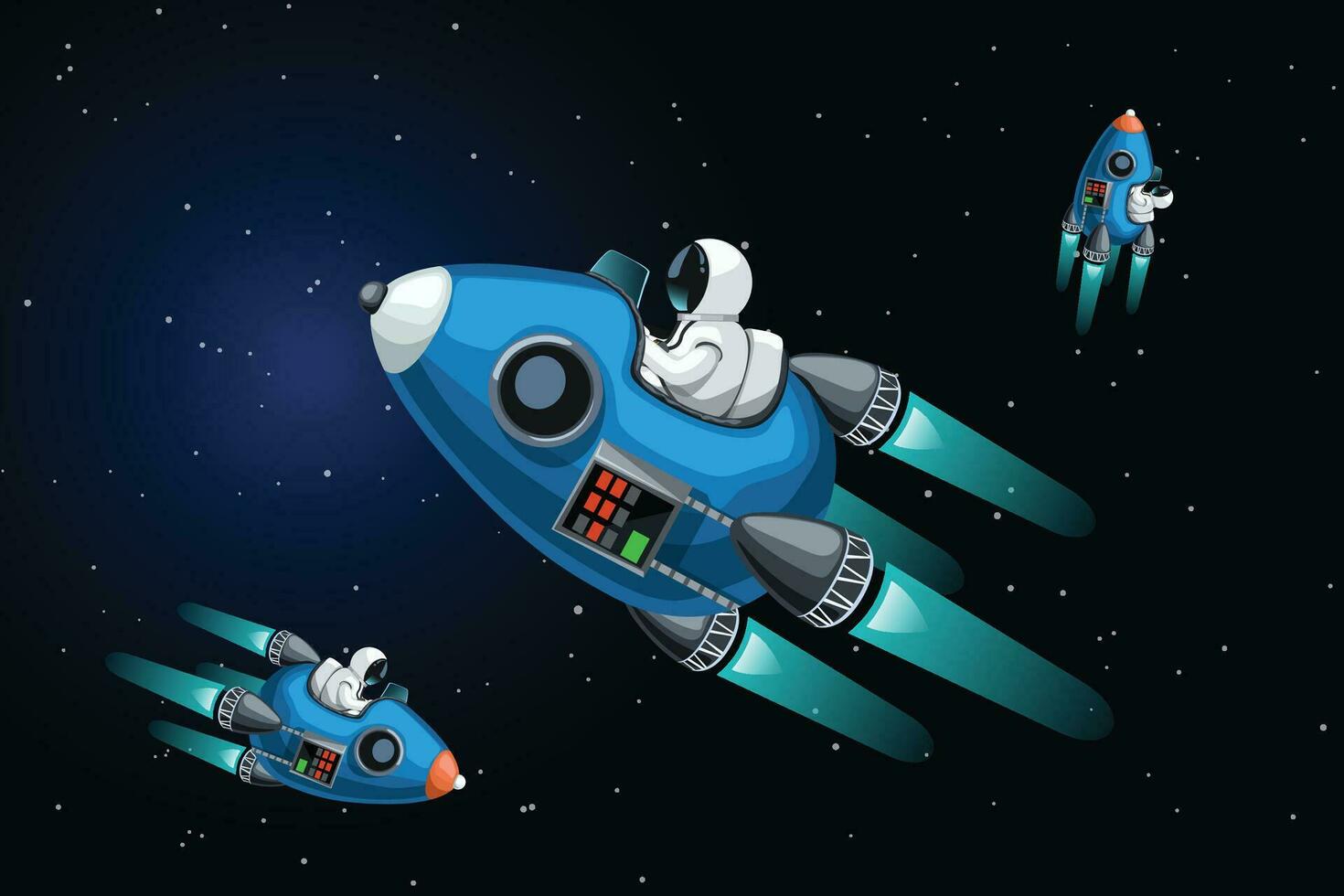 space ships in deep space vector