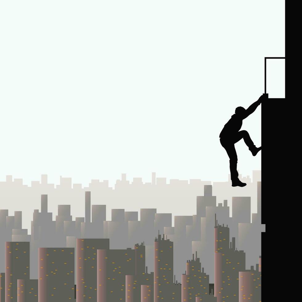 parkour silhouette on building vector