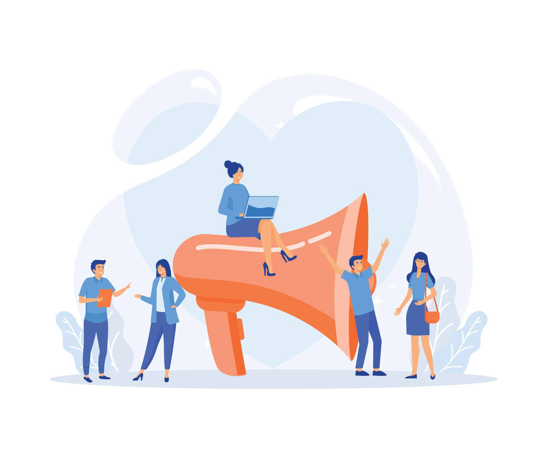 Refer A Friend Concept, People share info about referral and earn money