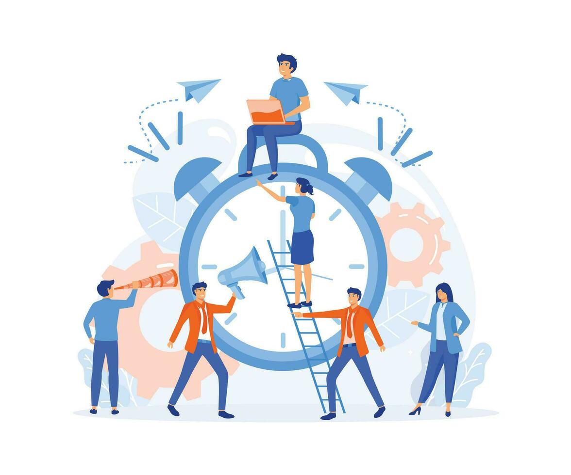 concept of working time management, quick response awakening. flat vector modern illustration