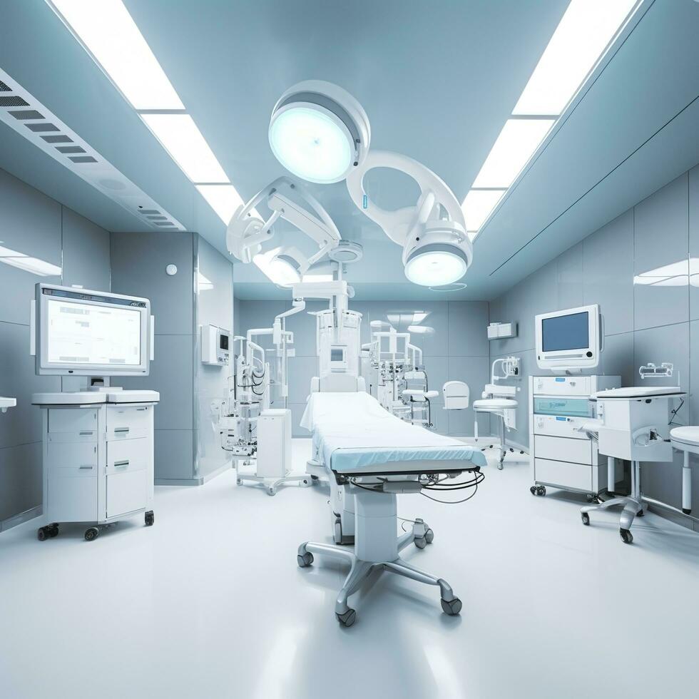 equipment and medical devices in modern operating room. AI Generative photo