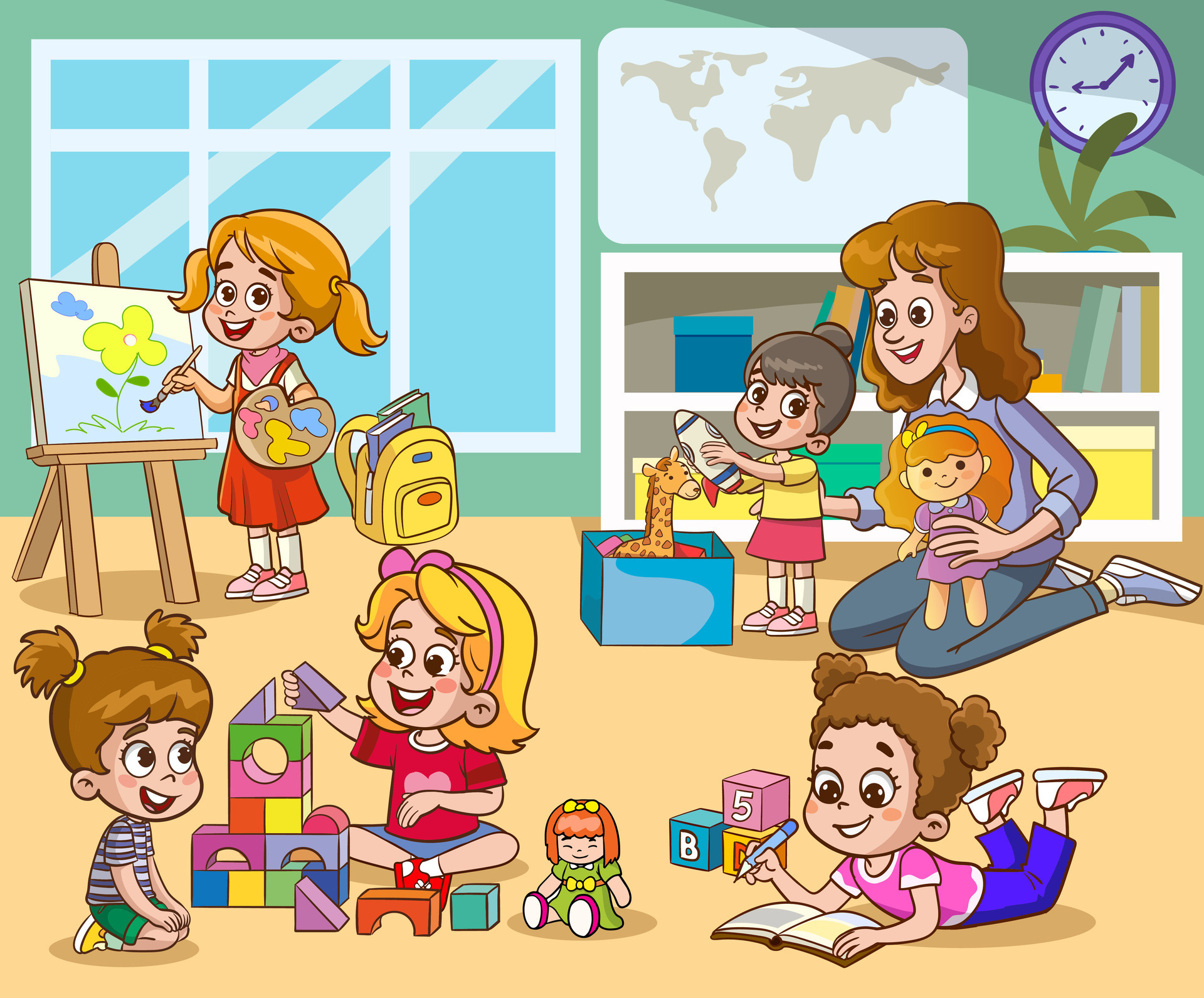 cute little kids playing with toys in preschool classroom 29278920