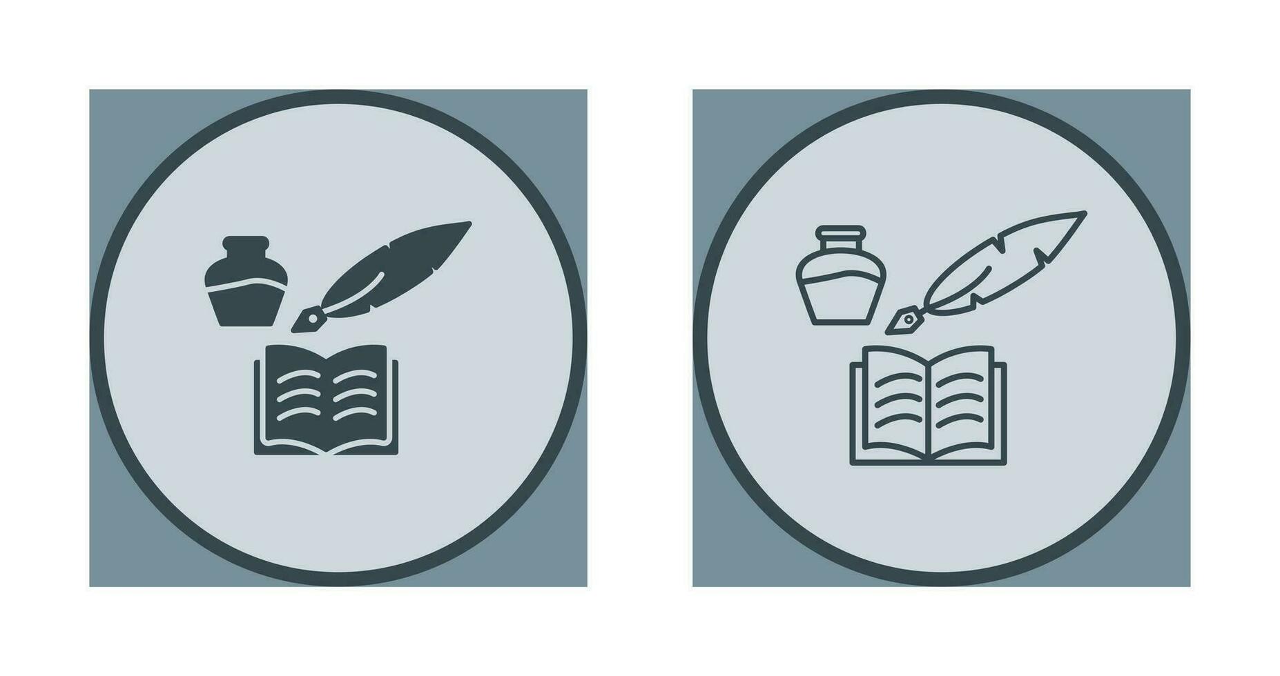 icono de vector de pluma y libro único