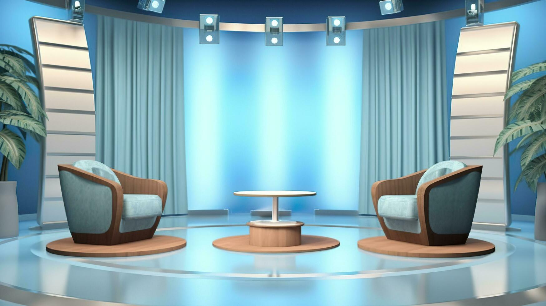 The Future of Game Shows. A Simple, Modern Setting with Two Chairs and a Whole Lot of Fun. AI Generative photo