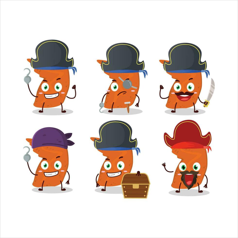 dibujos animados personaje de pollo alas con varios piratas emoticones vector