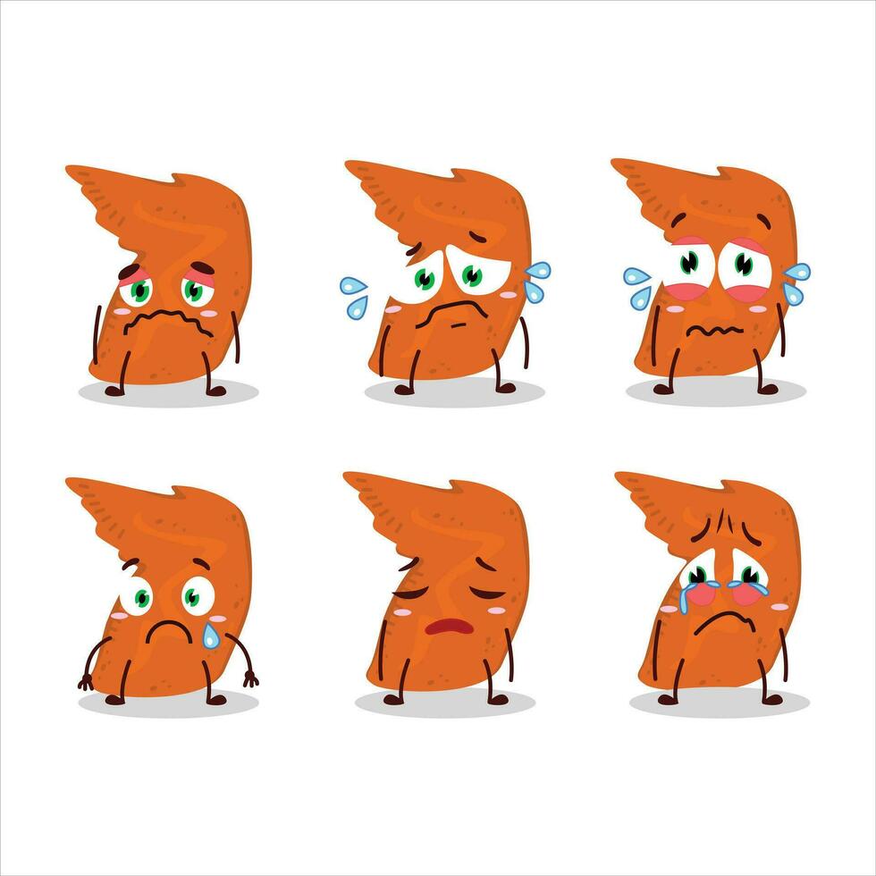 Chicken wings cartoon character with sad expression vector