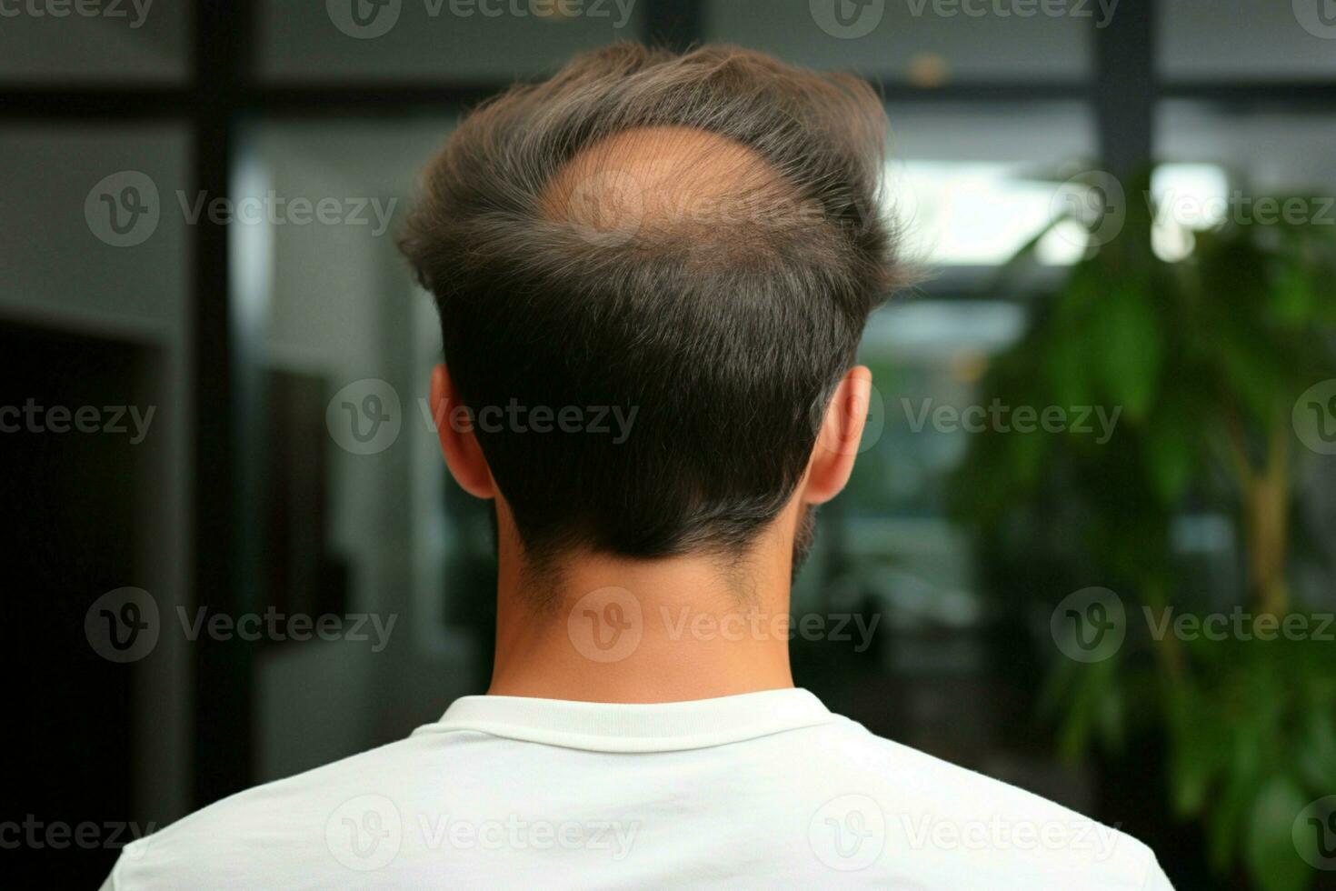 Transformation tale From balding to rejuvenated, showcasing before and after hair transplant success AI Generated photo