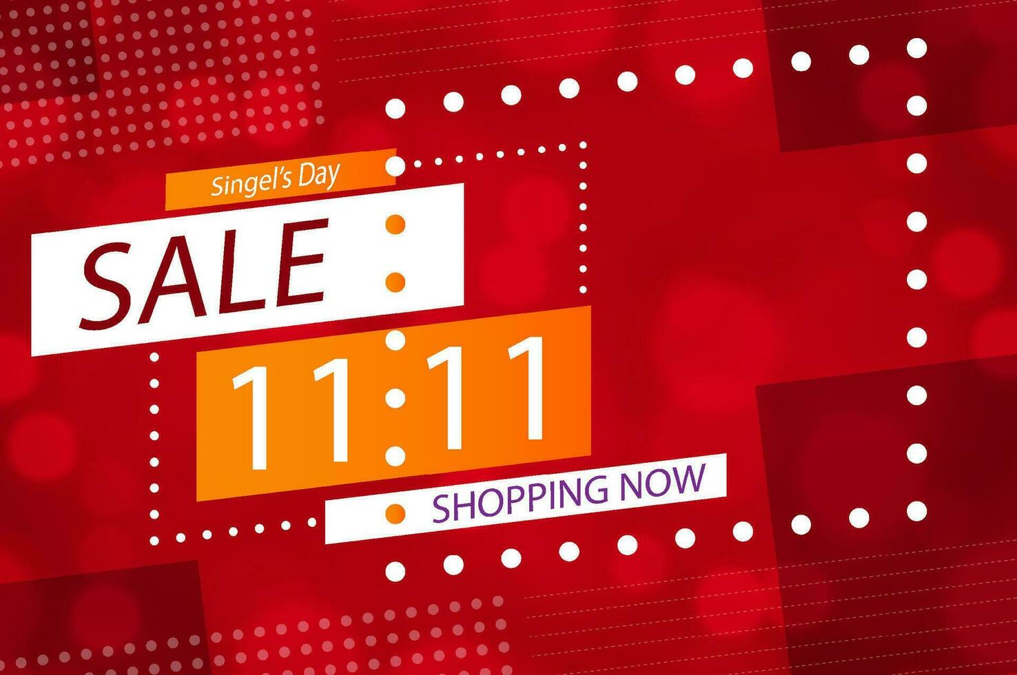 11.11 Shopping day sale poster or flyer design on color background vector