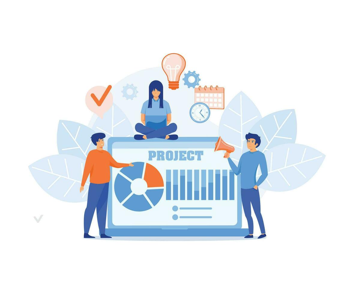 Project management concept. Successful strategy, Marketing analysis and development. flat vector modern illustration