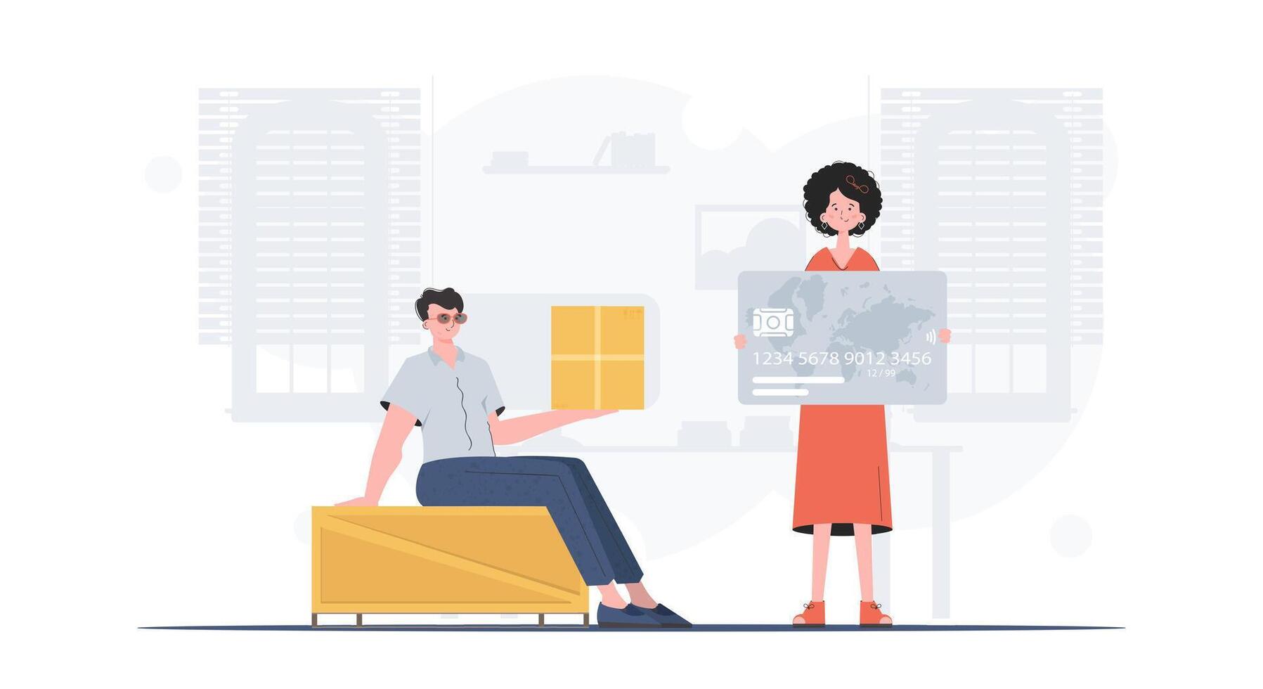 Parcel delivery. . Trendy cartoon style. vector