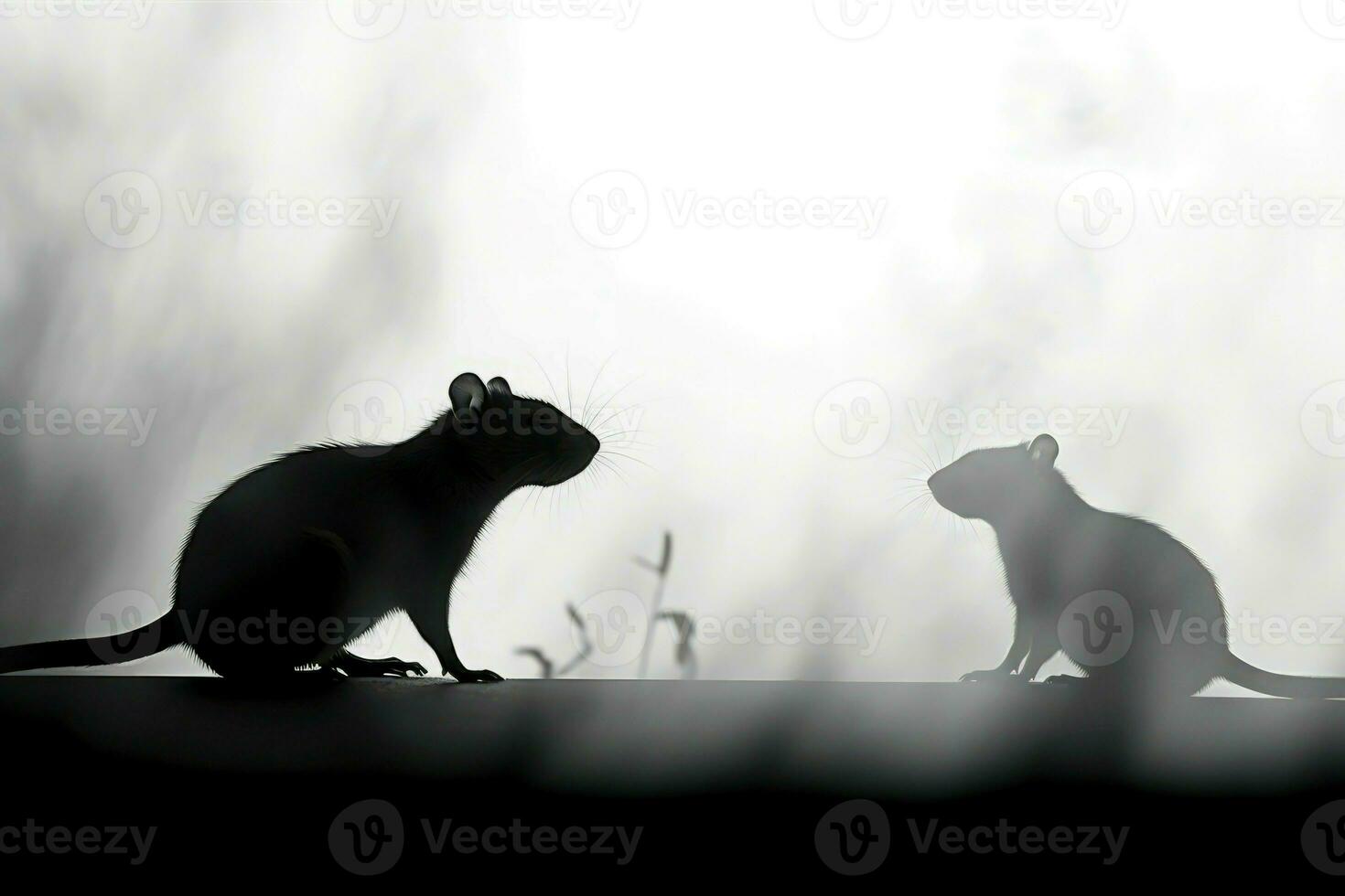 Rats in dark room home. Generate Ai photo