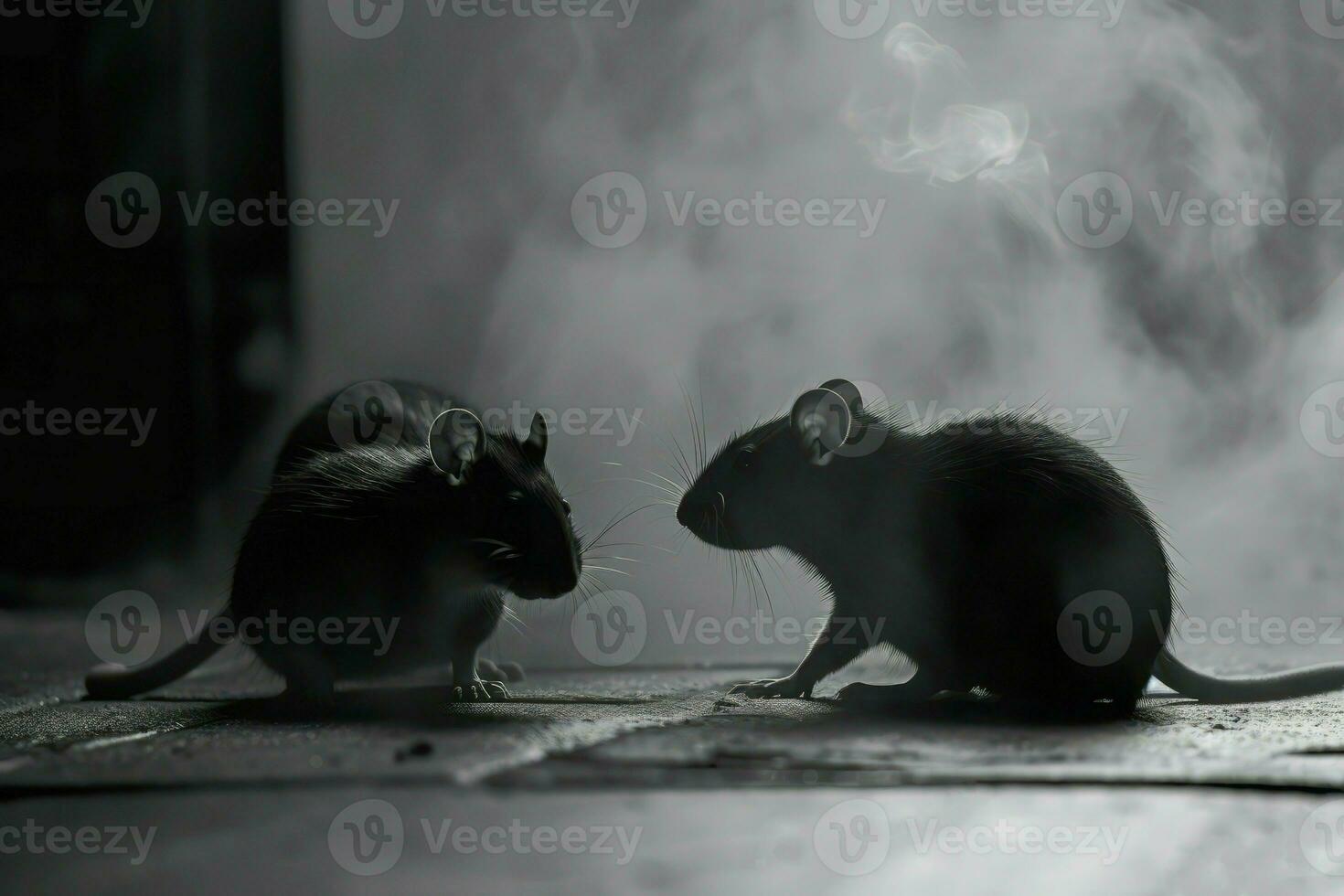 Rats in dark room. Generate Ai photo