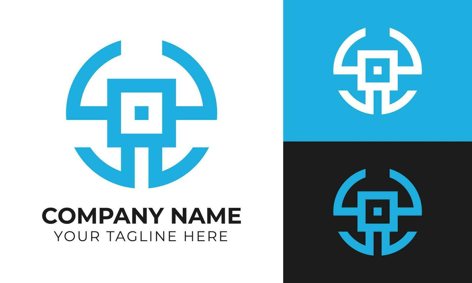 Modern minimal monogram business logo design template Free Vector