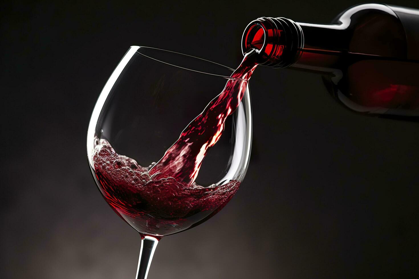 Pouring red wine into a wine glass. AI Generative photo