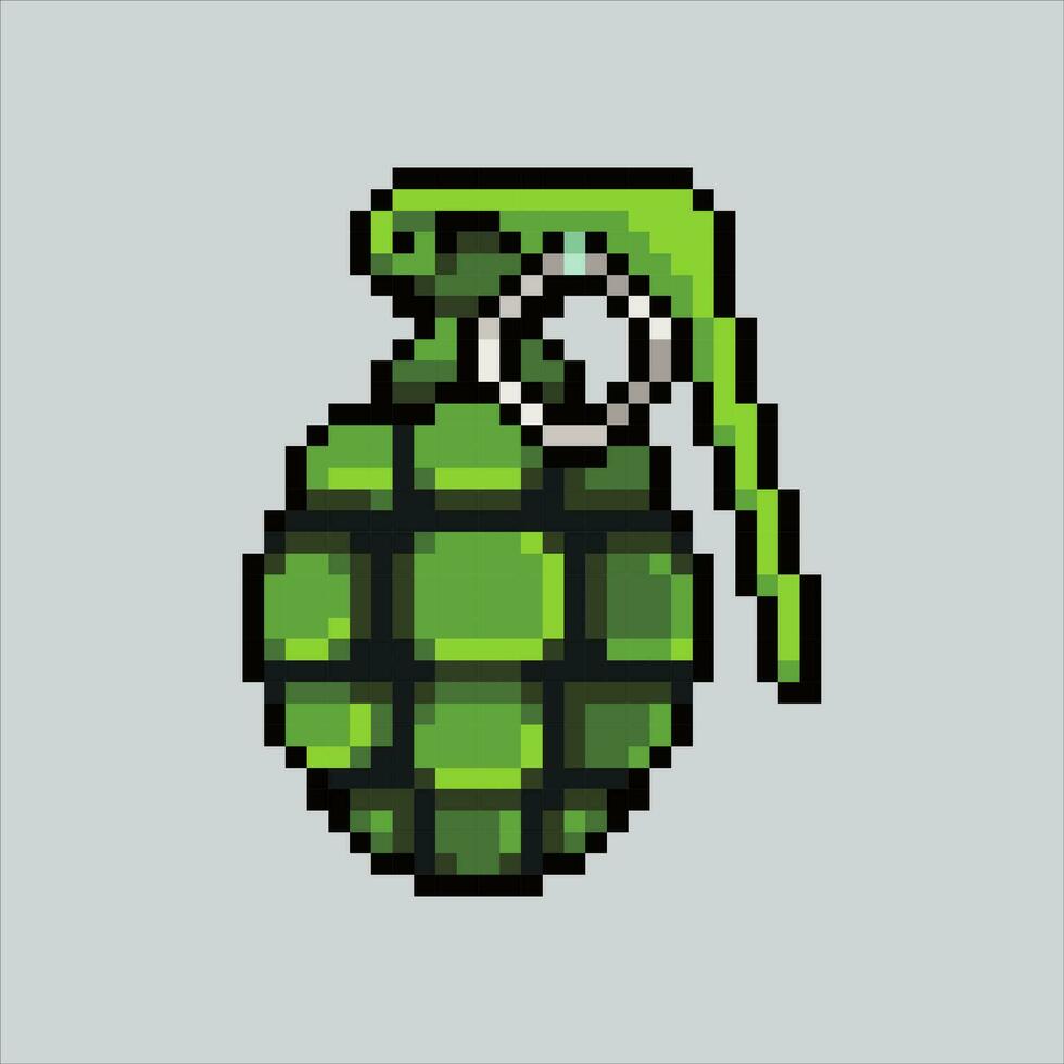 Pixel art Grenade. Pixelated Grenade. Grenade Weapon icons background pixelated for the pixel art game and icon for website and video game. old school retro. vector