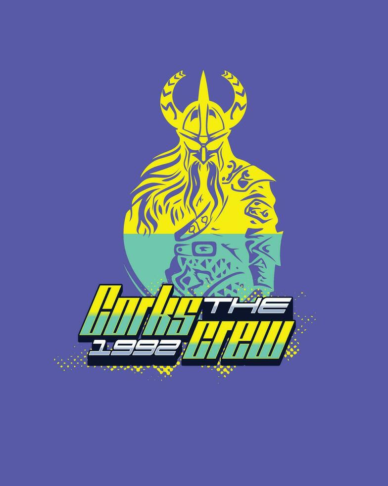 A 1992 Crew Member Graphic Design, Yellow and Green Figure vector