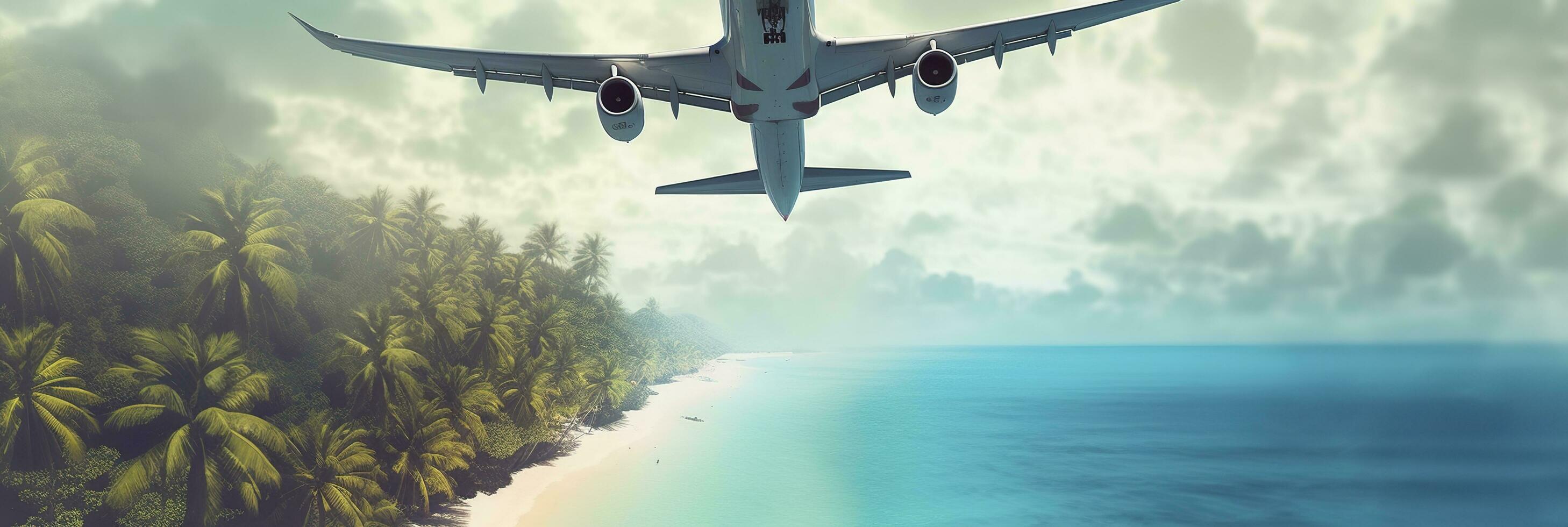 Concept of airplane travel. Generative AI photo