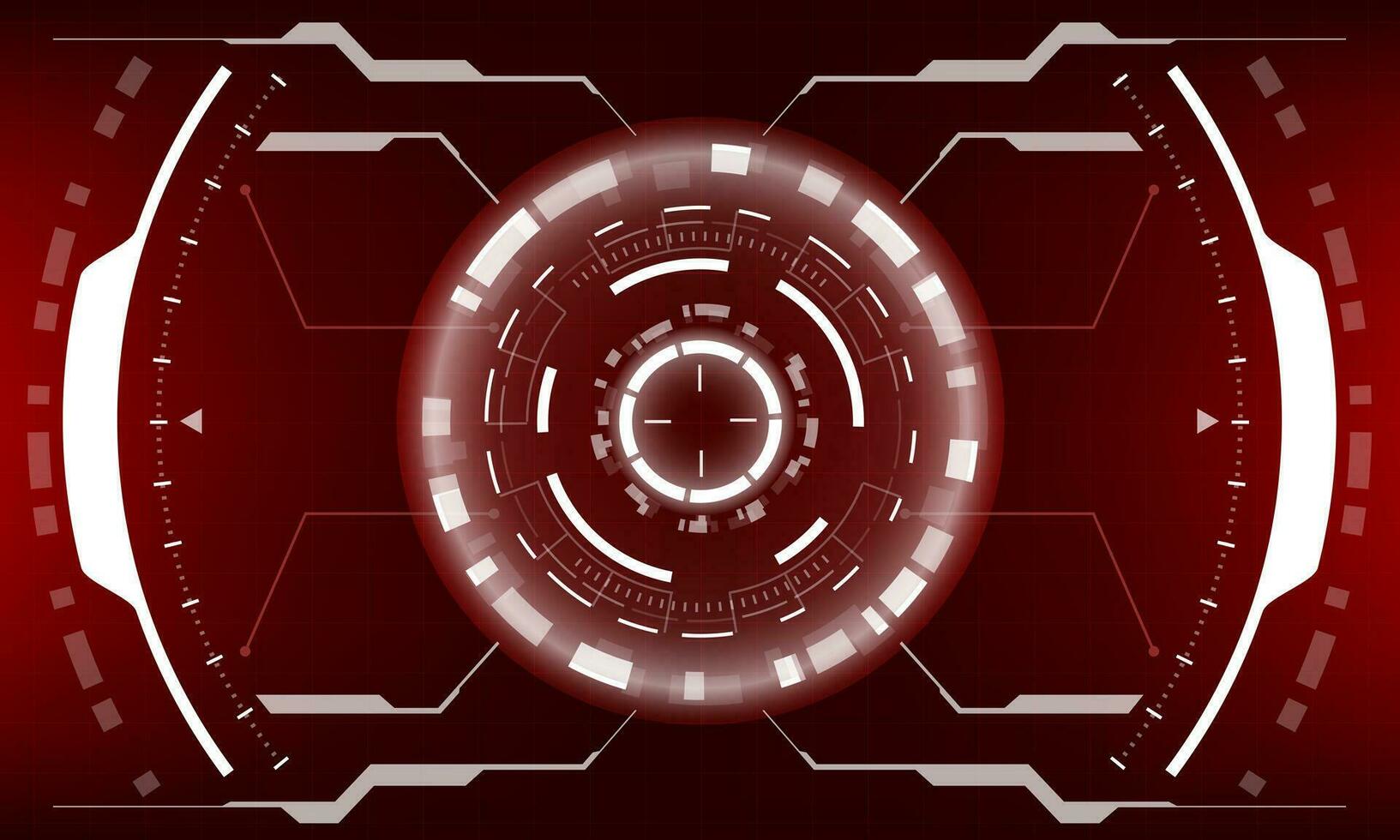 HUD sci-fi interface screen view white geometric on red design virtual reality futuristic technology creative display vector