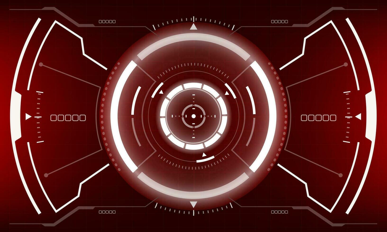 HUD sci-fi interface screen view white geometric on red design virtual reality futuristic technology creative display vector