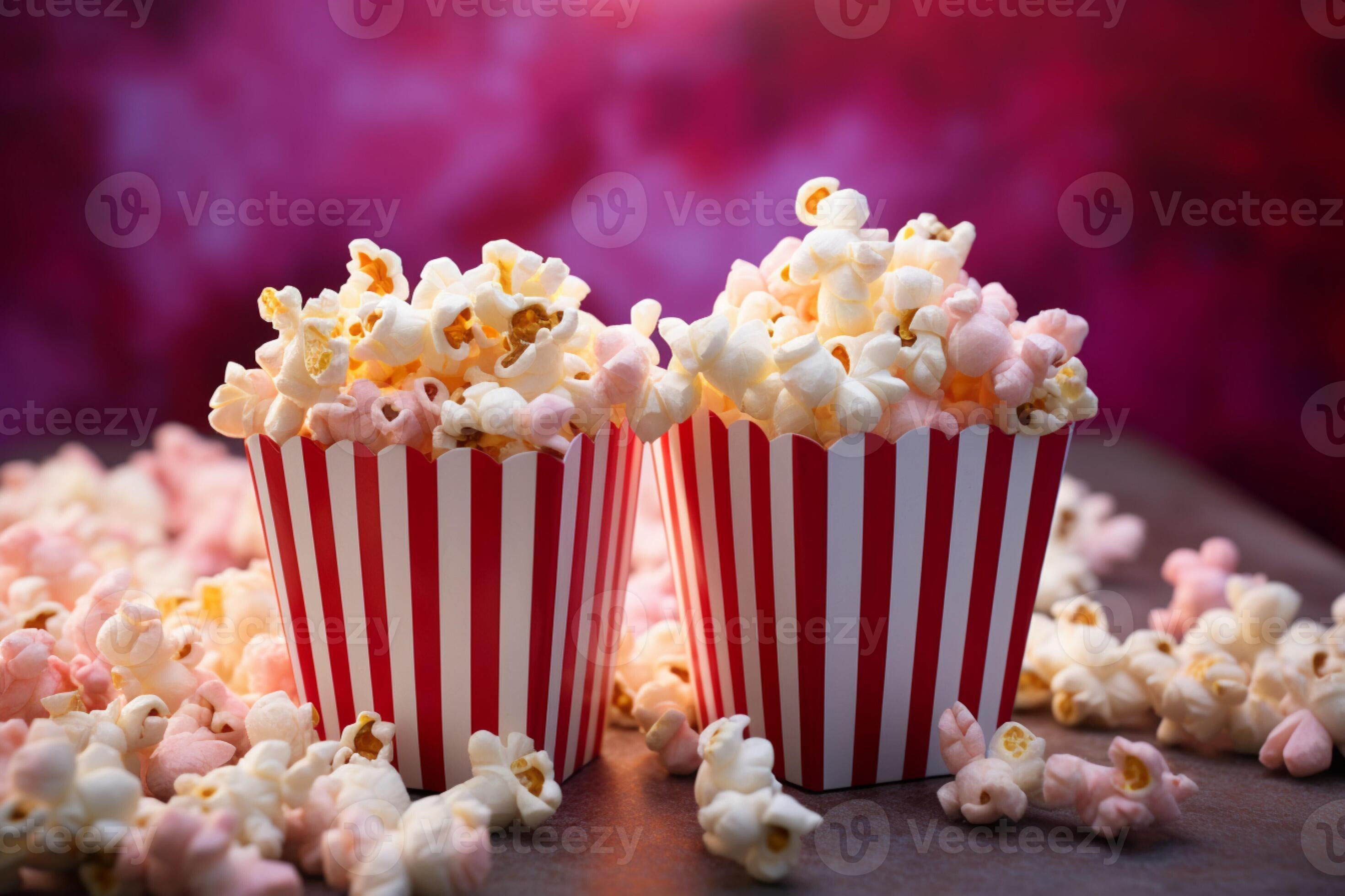 Cinematic delight Fresh popcorn pops in vibrant pink, gracing a