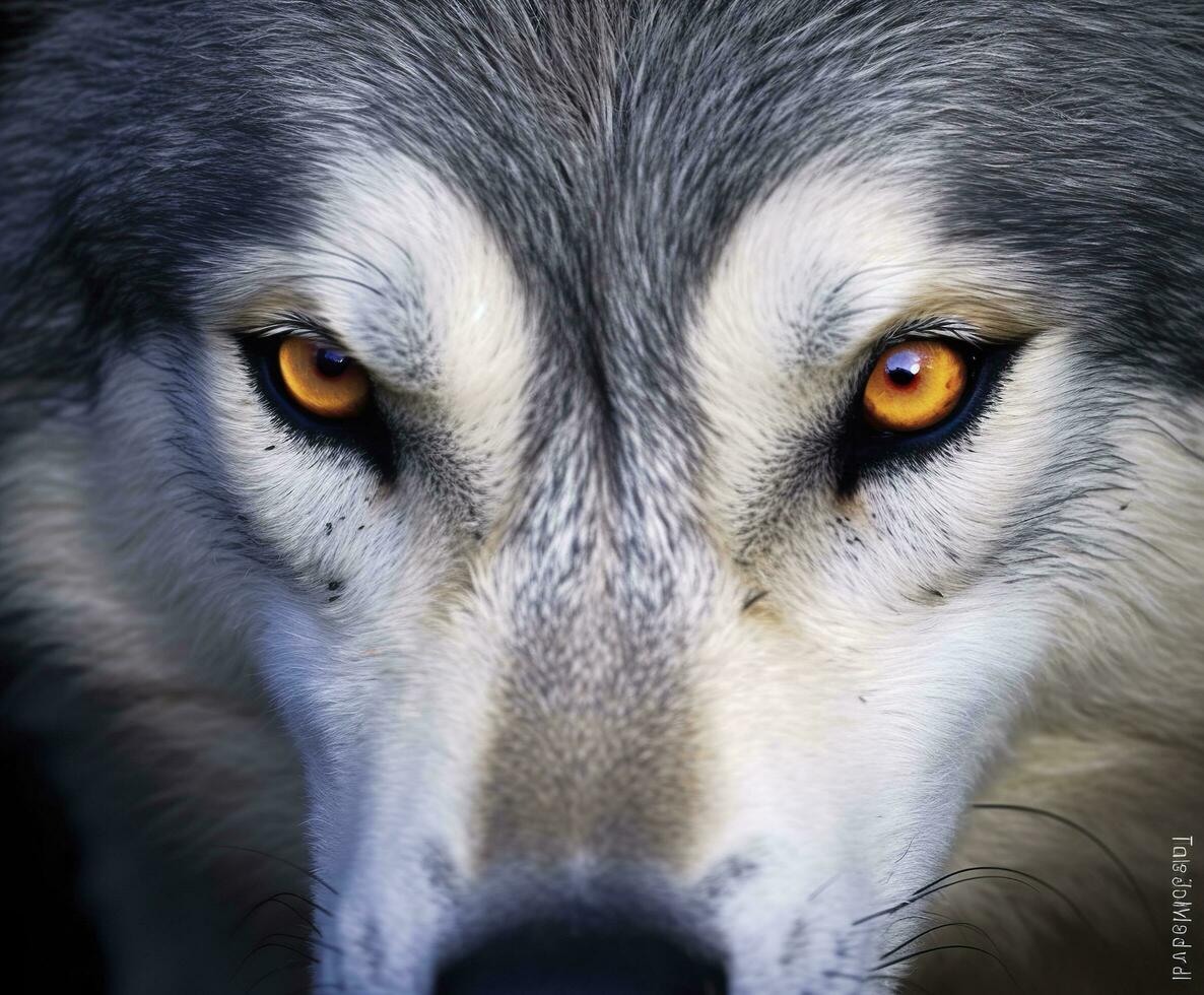 beautiful eyes of a wild wolf. Generative AI photo