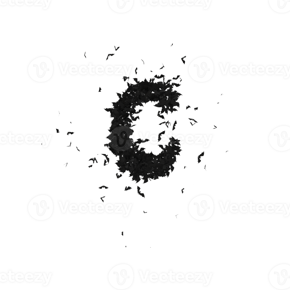 Static Halloween Typeface Formed Of Flying Bats with alpha the character C png